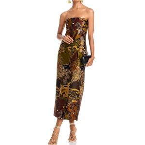 FARM Rio Strapless Dress with Jungle Print